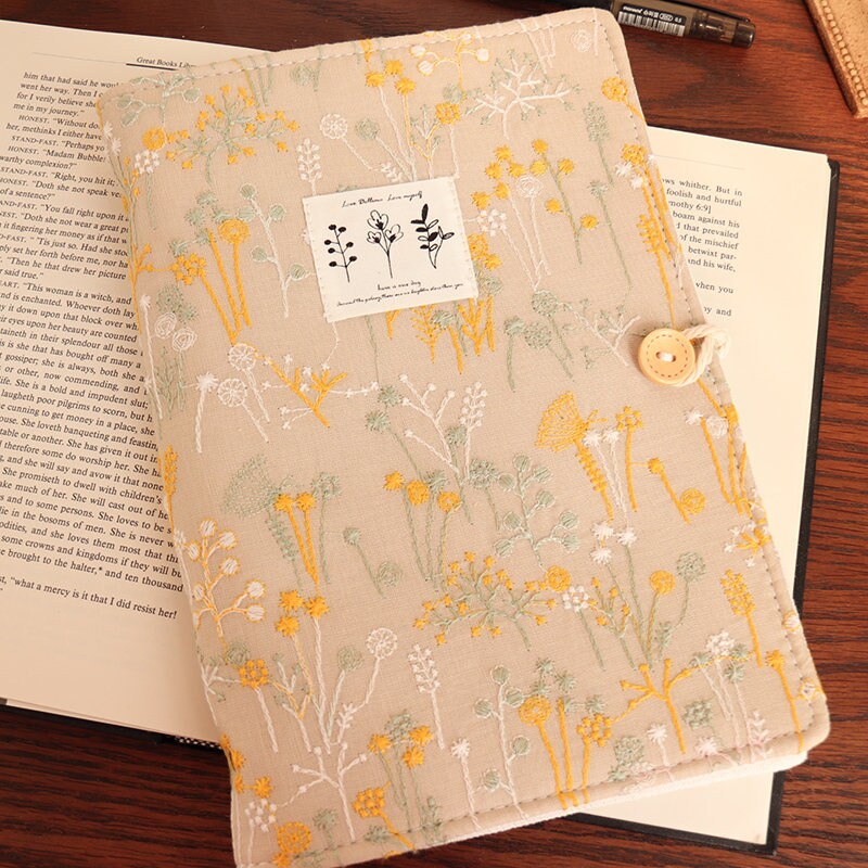 Embroidery Loose-leaf Notebook Fresh Handmade A5 A6 Journal Cloth Cover Grid Paper Ephemera Flower Grass Travel Dairy Exquisite Planner Gift