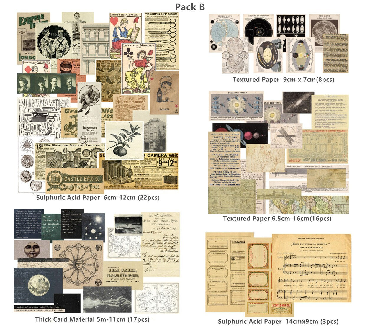 Retro Junk Journal Material Pack Ephemera Journaling Supplies Textured Paper Old Poster Newspaper Vantage Collage Scrapbooking Set of 69 Pcs