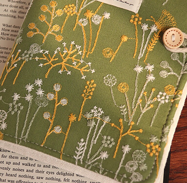 Embroidery Loose-leaf Notebook Fresh Handmade A5 A6 Journal Cloth Cover Grid Paper Ephemera Flower Grass Travel Dairy Exquisite Planner Gift