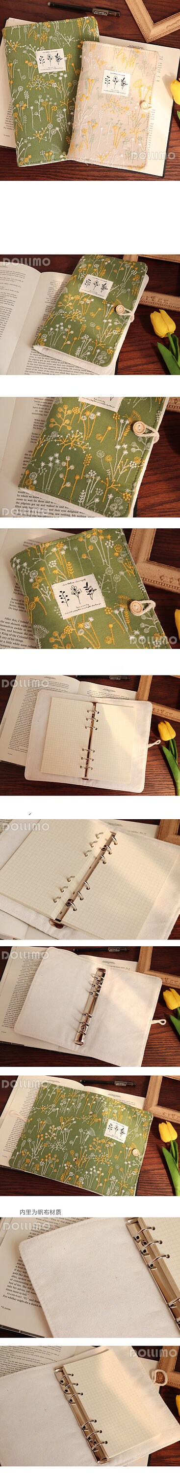 Embroidery Loose-leaf Notebook Fresh Handmade A5 A6 Journal Cloth Cover Grid Paper Ephemera Flower Grass Travel Dairy Exquisite Planner Gift