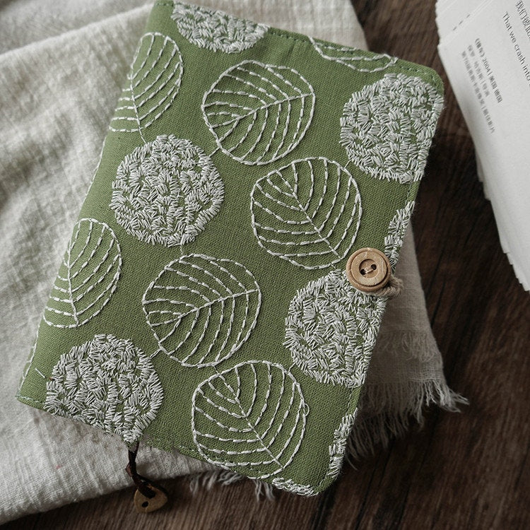 Embroidery Leaf Cloth Notebook Literary Handmade Journal A5 A6 Loose-leaf Thread-bound diary book Ephemera Travel Dairy  Planner Unique Gift
