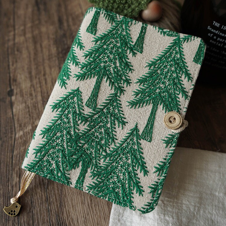 Embroidery Loose-leaf Thread-bound Notebook Literary Handmade A5 A6 Journal Cloth Cover Retro Ephemera Forest Planner Travel Dairy GiftGift