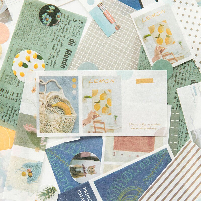 Retro Washi Paper Stickers Pack Pocket Tape Series Warm Quiet Sky Junk Journal Kit Collage Material Decorative Sticker Craft Paper Stickers
