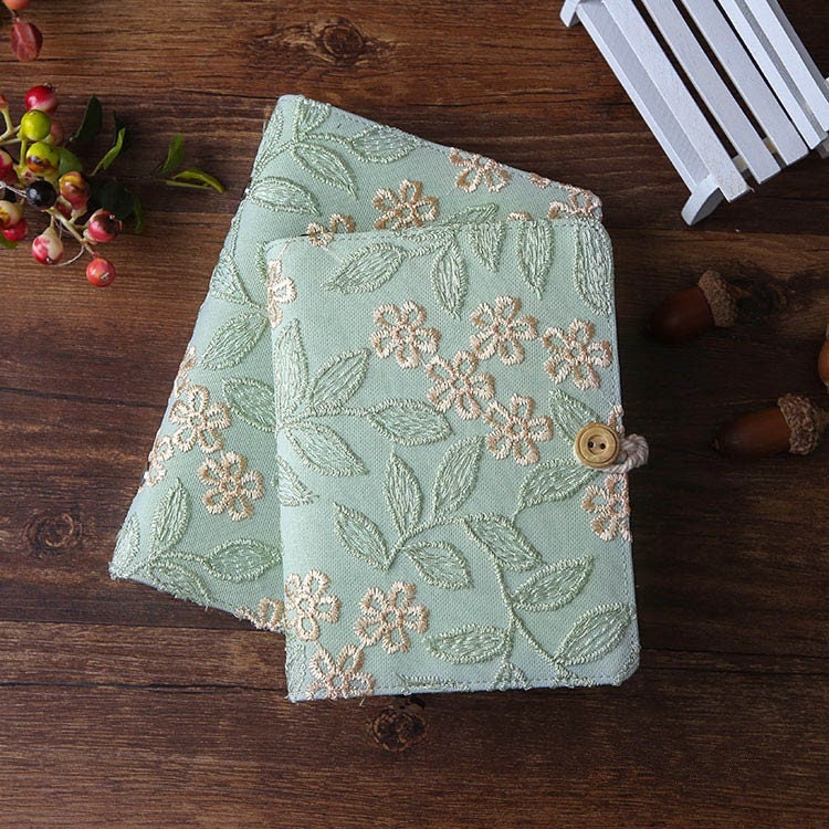 Antique Flower Fabric Embroidery Notebook Fresh Handmade Journal A6 A5 Portable Loose-leaf Notepad Chinese Style Dairy Book Planner Gift