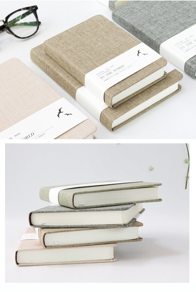 Personalized Linen Hardcover Notebook Journal Lined Grid Blank Pages Modern Diary Fabric Cover Journal Mini 32K 72K Four Color Notepads