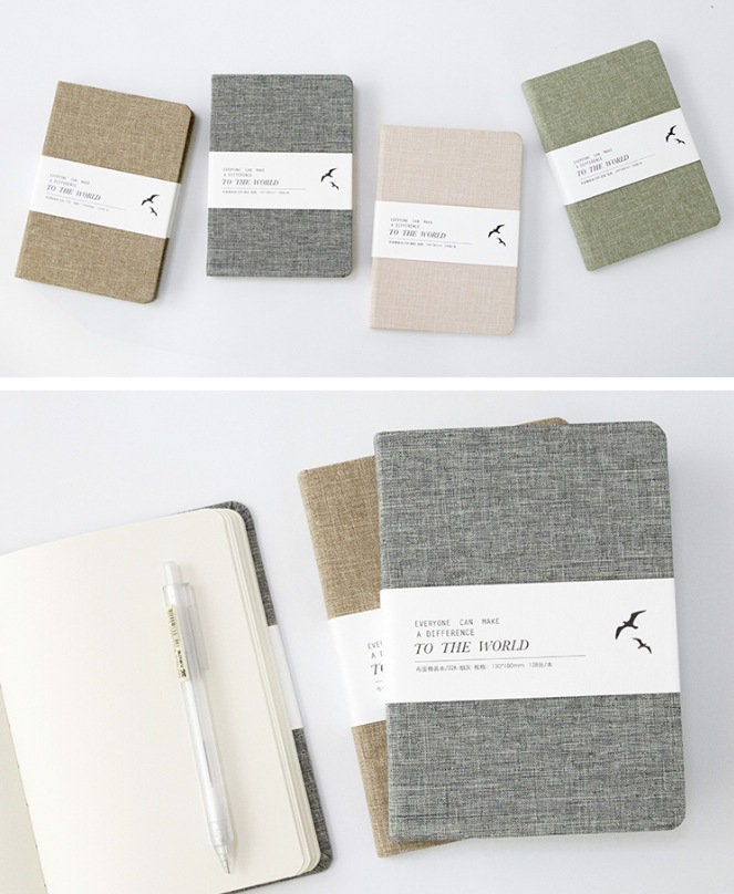 Personalized Linen Hardcover Notebook Journal Lined Grid Blank Pages Modern Diary Fabric Cover Journal Mini 32K 72K Four Color Notepads