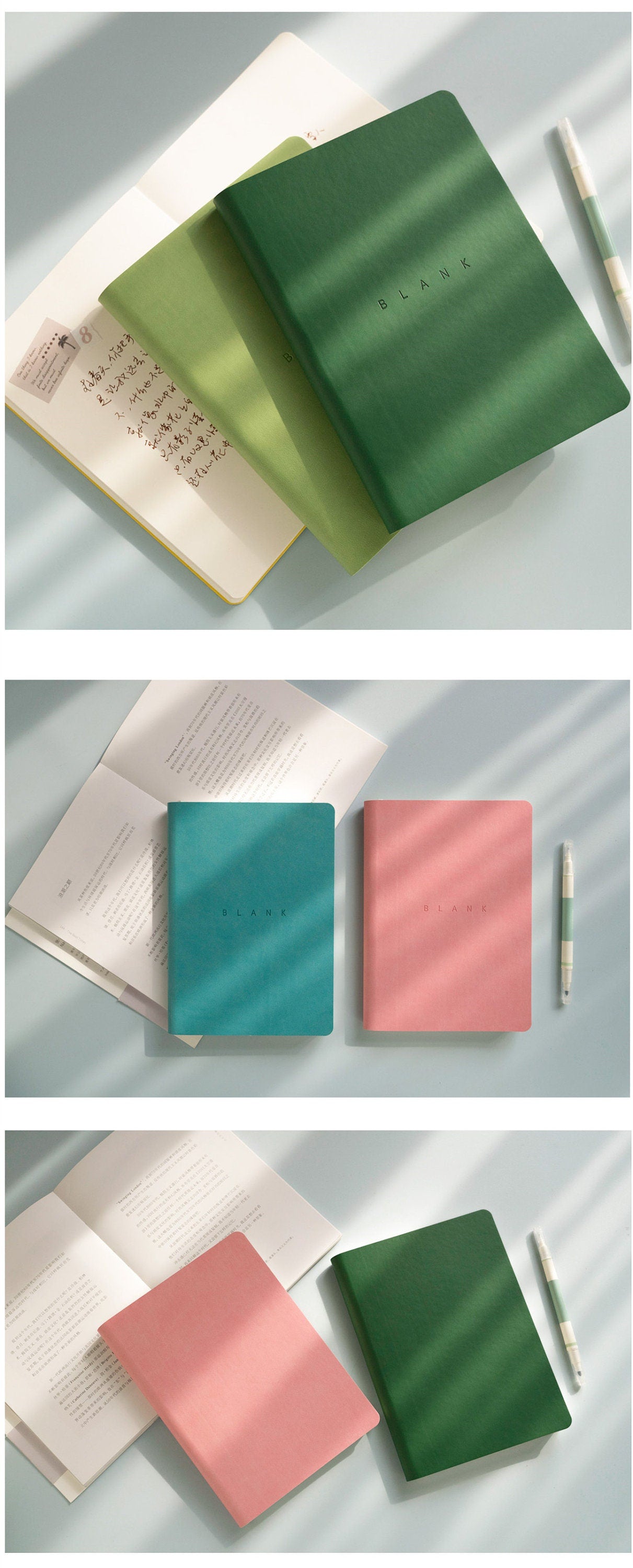 Blank Page A5 PU Cover Journal Notebook Green Purple Yellow Blue Cover Book Modern Dairy Simple Notepad Sketchbook 15 color 272P