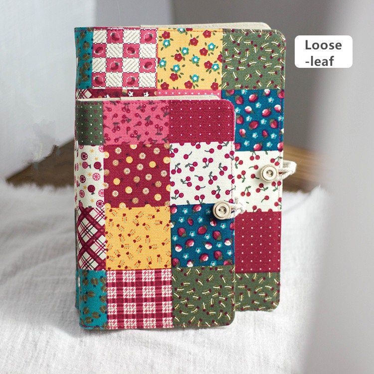 Handmade Patchwork Cloth Notebook Journal A5 A6 Thread-bound Loose-leaf Blank Grid Pages Literary Floral Printed Collage Notepad Dairy Book