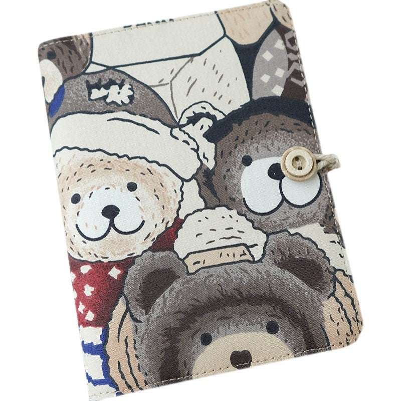 Cute Bear Fabric Journal Notebook A5 A6 Loose-leaf Thread-bound Cloth Notebook Retro Handmade Portable Notepad Dairy  Book Junk Journal