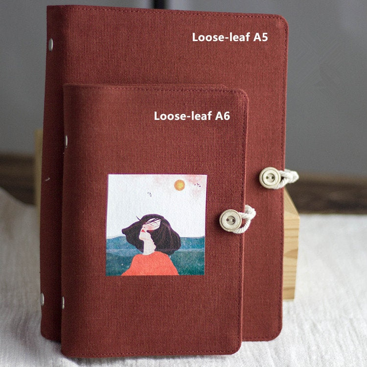 Literary Thread-bound A5 A6 Fabric Notebook Retro Binder Blank Grid Line Pages Journal Handmade Girl Pattern Dairy Book Notepad Gift for Her