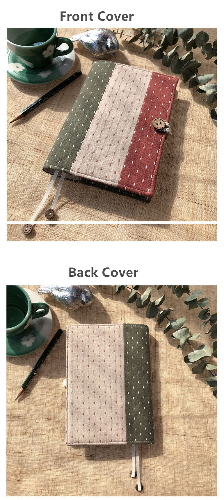 Three-color Cloth Stitching Book Sleeve A5B6A6 Handmade Book Protector Retro Cotton Splicing Book Jacket Literary Notebook Cover Unique Gift