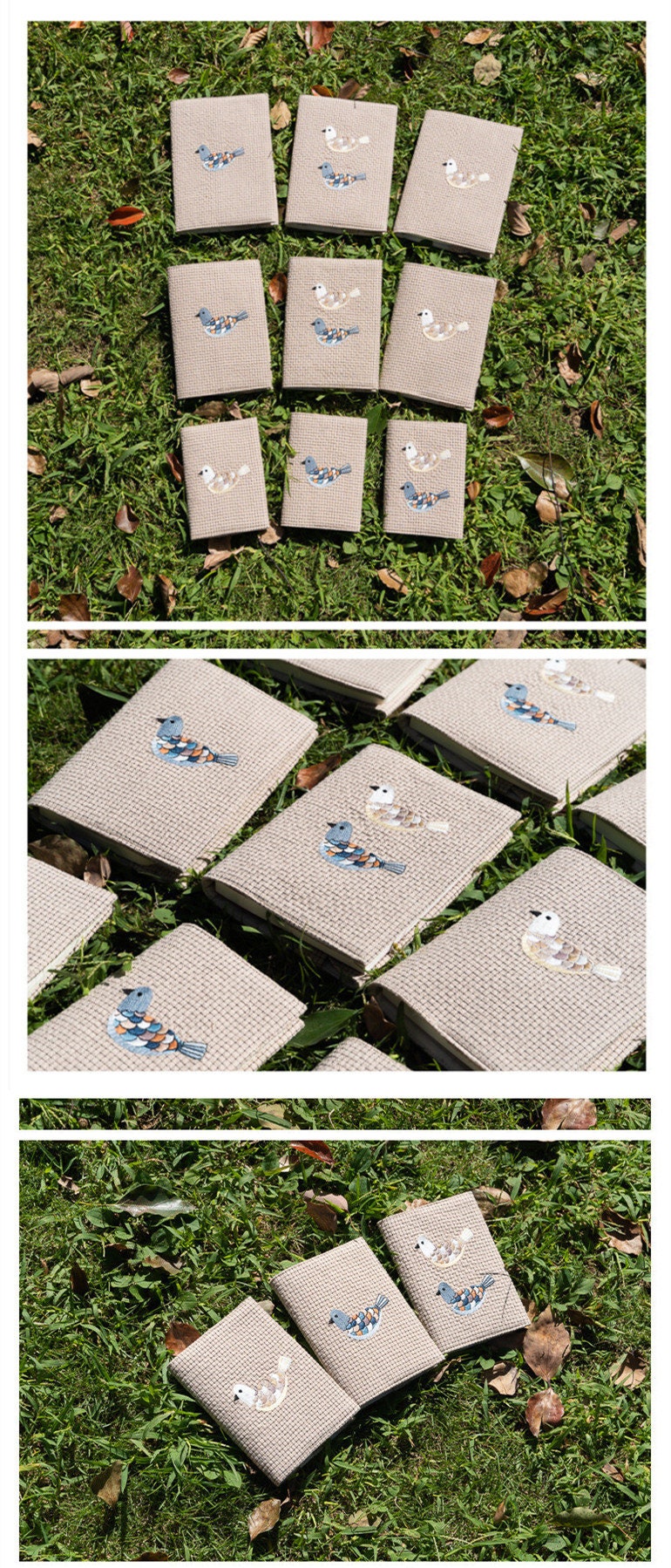 Embroidery Bird Cloth Book Cover A5B6A6 Handmade Book Sleeve Animal Book Clothes Adjustable Book Pocket Notebook Travel Notepad Unique Gift