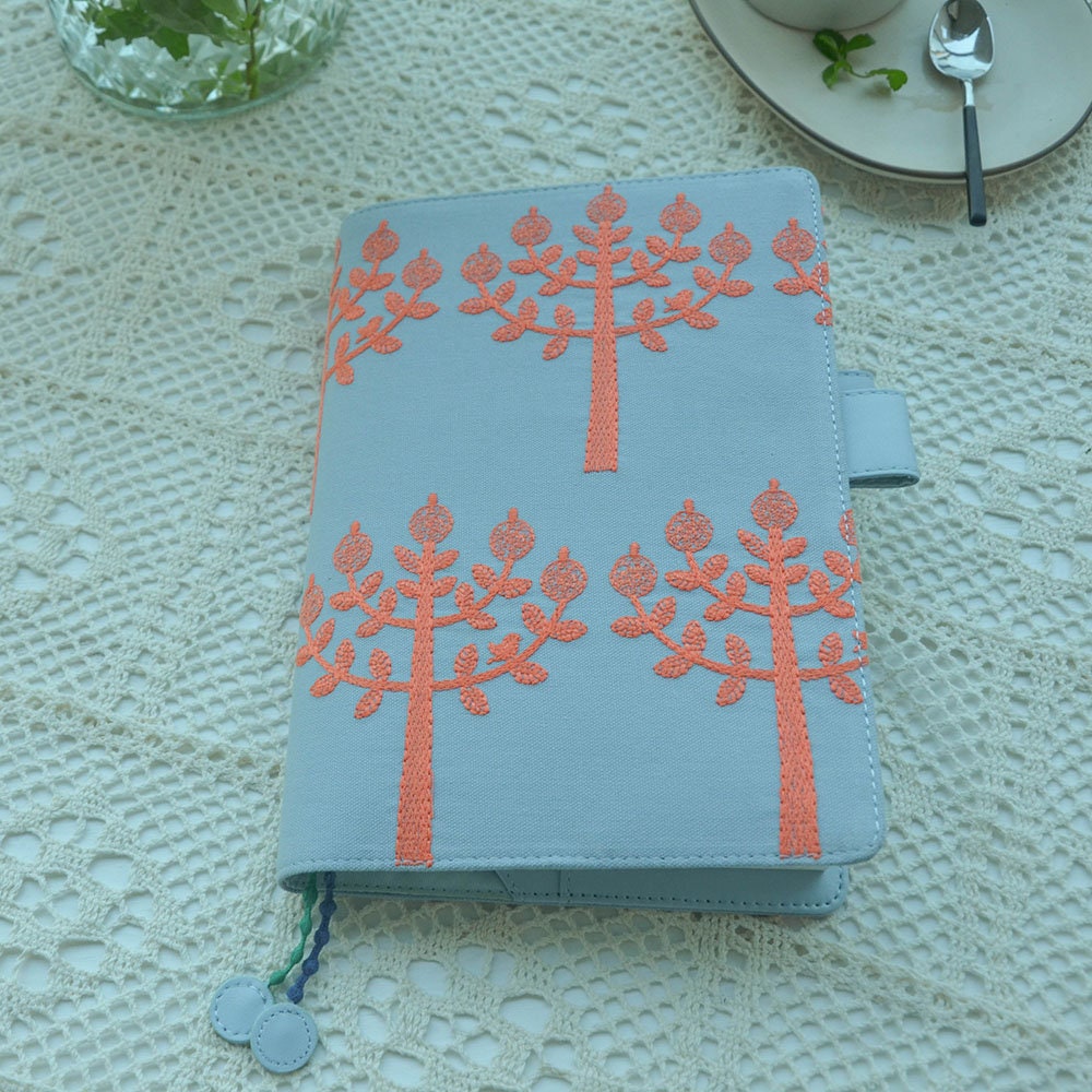 Cute Apple Tree Notebook Handmade Embroidery Travelers Notebook Cover Fabric Soft Cover Journal A5 A6 Personalized Best Friend Gift for Her