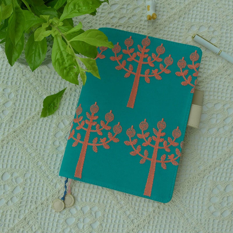 Cute Apple Tree Notebook Handmade Embroidery Travelers Notebook Cover Fabric Soft Cover Journal A5 A6 Personalized Best Friend Gift for Her