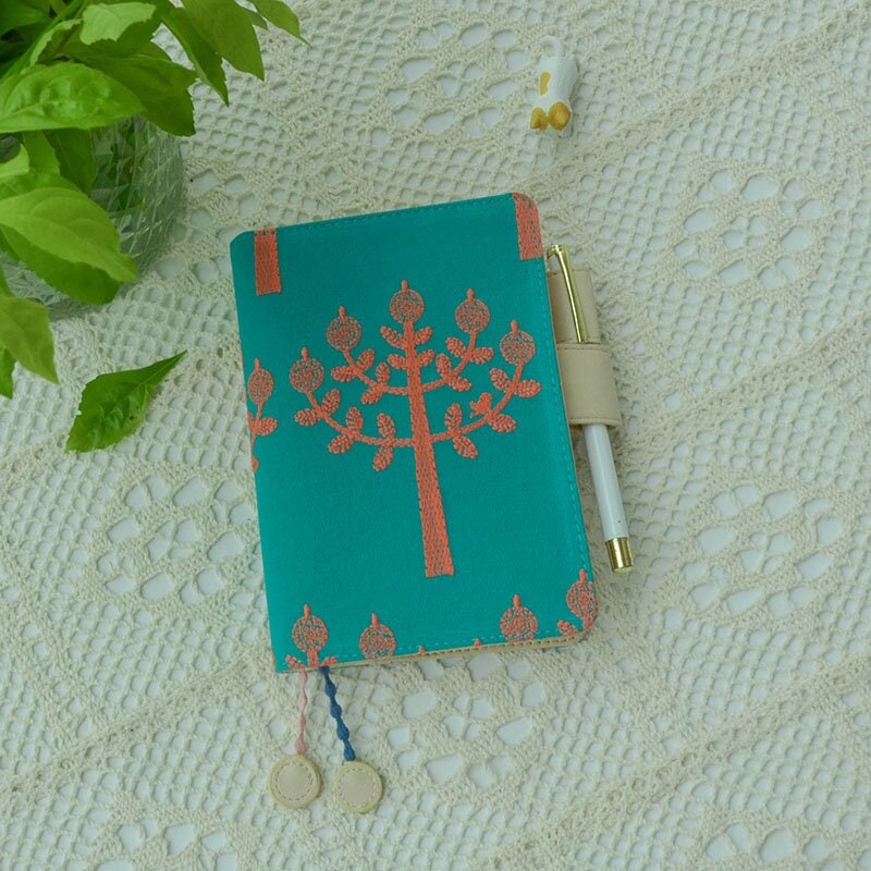 Cute Apple Tree Notebook Handmade Embroidery Travelers Notebook Cover Fabric Soft Cover Journal A5 A6 Personalized Best Friend Gift for Her