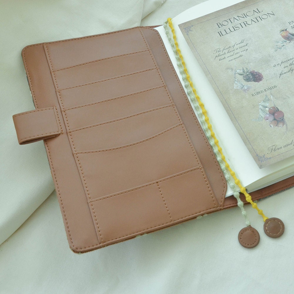 Retro Patchwork Cloth-Leather Cover Notebook Journal Coffee Tambourine Embroidery A5 A6 B6 Planner Diary Book Sleeve for Hobonichi MD Kinbor