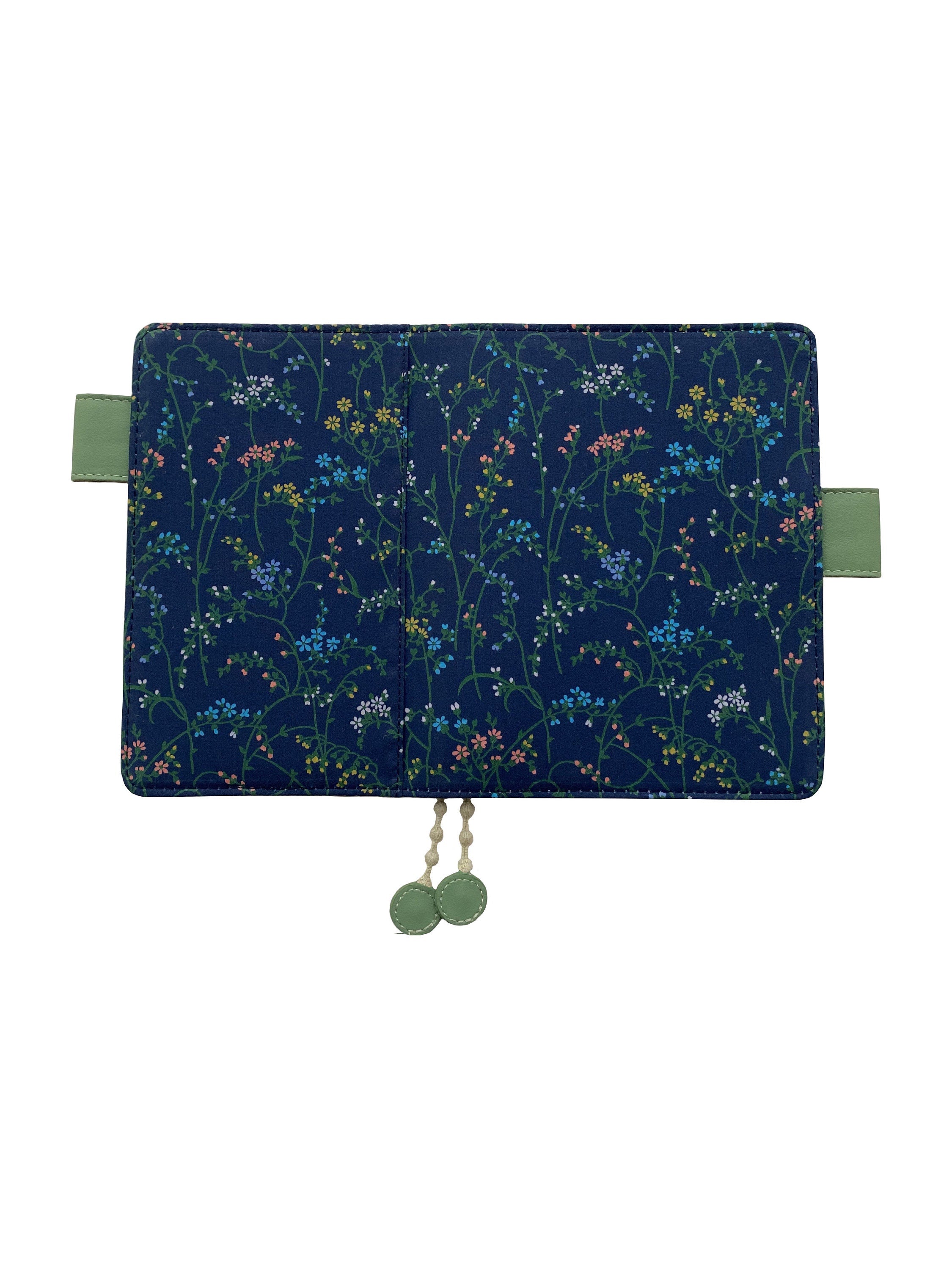 Long Stem Wildflowers Notebook Journal Dark Blue Fabric Handmade Jacket Pocket Notebook Covers Leather Interior A5 A6 Notepad Wedding Gift
