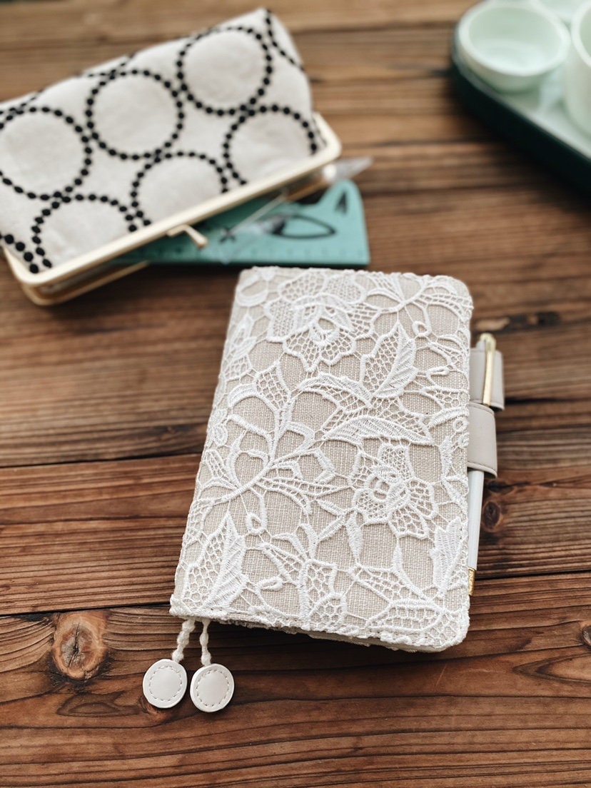 Rose Lace Journal Vintage White Lace Fabric Notebook Cover Handmade Lace Romantic Junk Journal Diary Planner Soft Cover Art Journal Gift