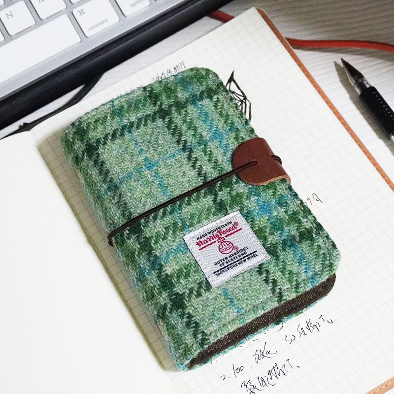 M5 Harris Tweed Notebook Personalized Mini Travel Journal Retro Portable Notepad Handmade Loose-leaf Wool-covered Student Book Unique Gift