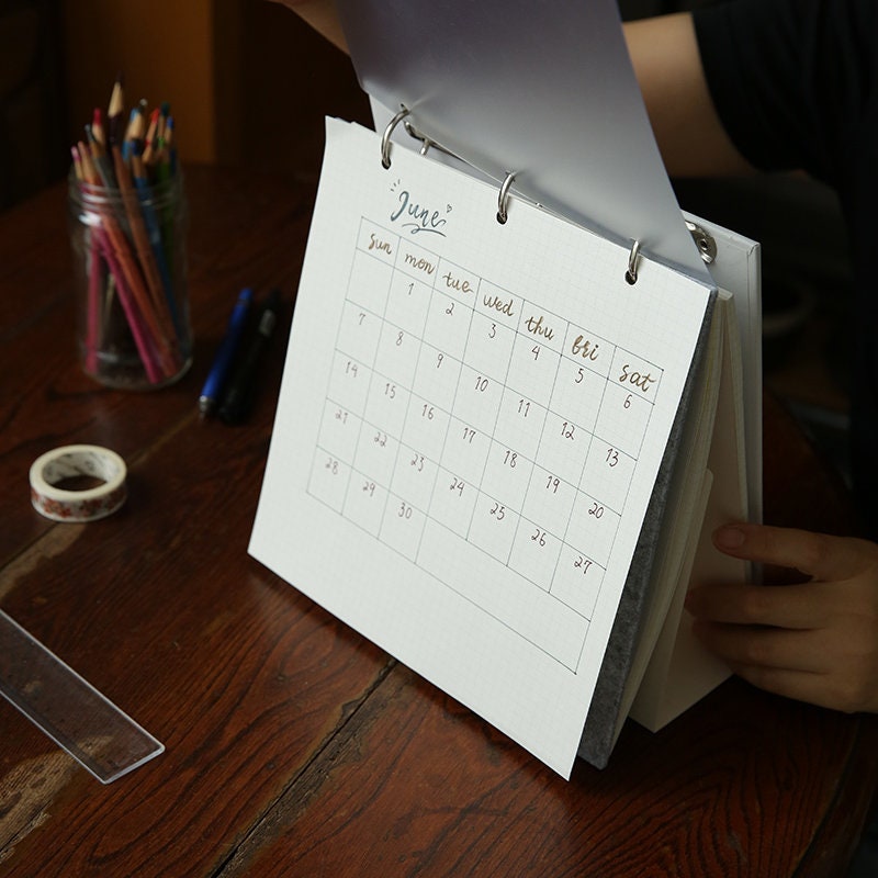 Felt Cover Multi-functional Gird Book, Vertical Flip Notepad, Ring Binder Drawing Board, Desk Calendar, Scrapbook, Wedding Guestbook, Menu