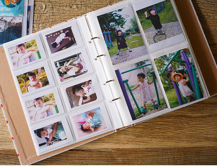 Loose Leaf White Inside Pages with Transparent Photo Pockets for Instax Mini, 5x3.5 In 3R Photos, Bill Tickets. Photo Album Sleeves No Cover