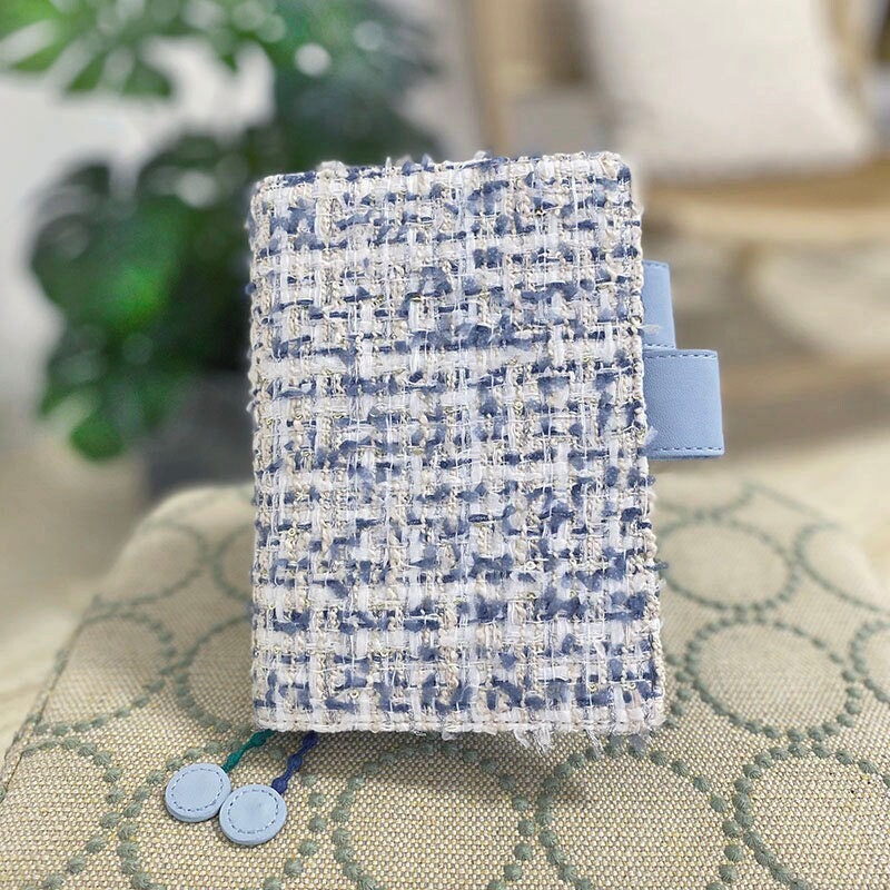 Blue Woolen Fabric Notebook Cover Handmade Textile Art Wool Journal Leather Interior A5 A6 Weeks Soft Cover Sketchbook Gift for Writers