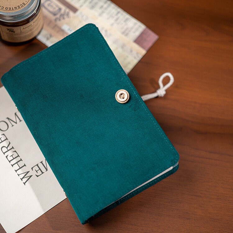 Dark Green Corduroy-Covered Notebook A5 A6 Blank Lined Grid Page Solid Color Journal Retro Portable Notepad Handmade Journal Special Gift