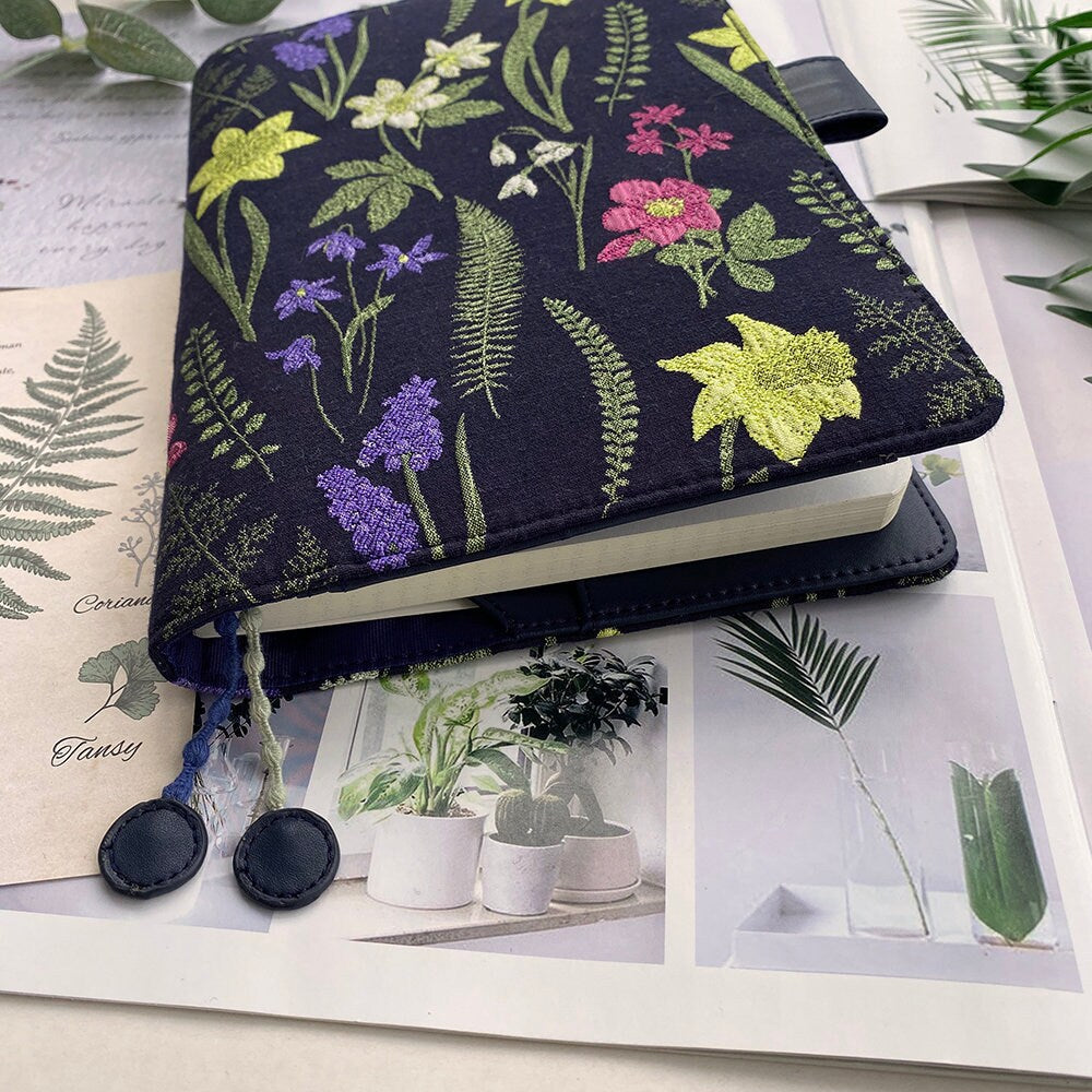 Jungle Flower Art Notebook Journal Cover Japanese Jacquard A5 A6 B6 Flower Blossom Travelers Notebook Weeks Cover Dotted Lined Blank Pages
