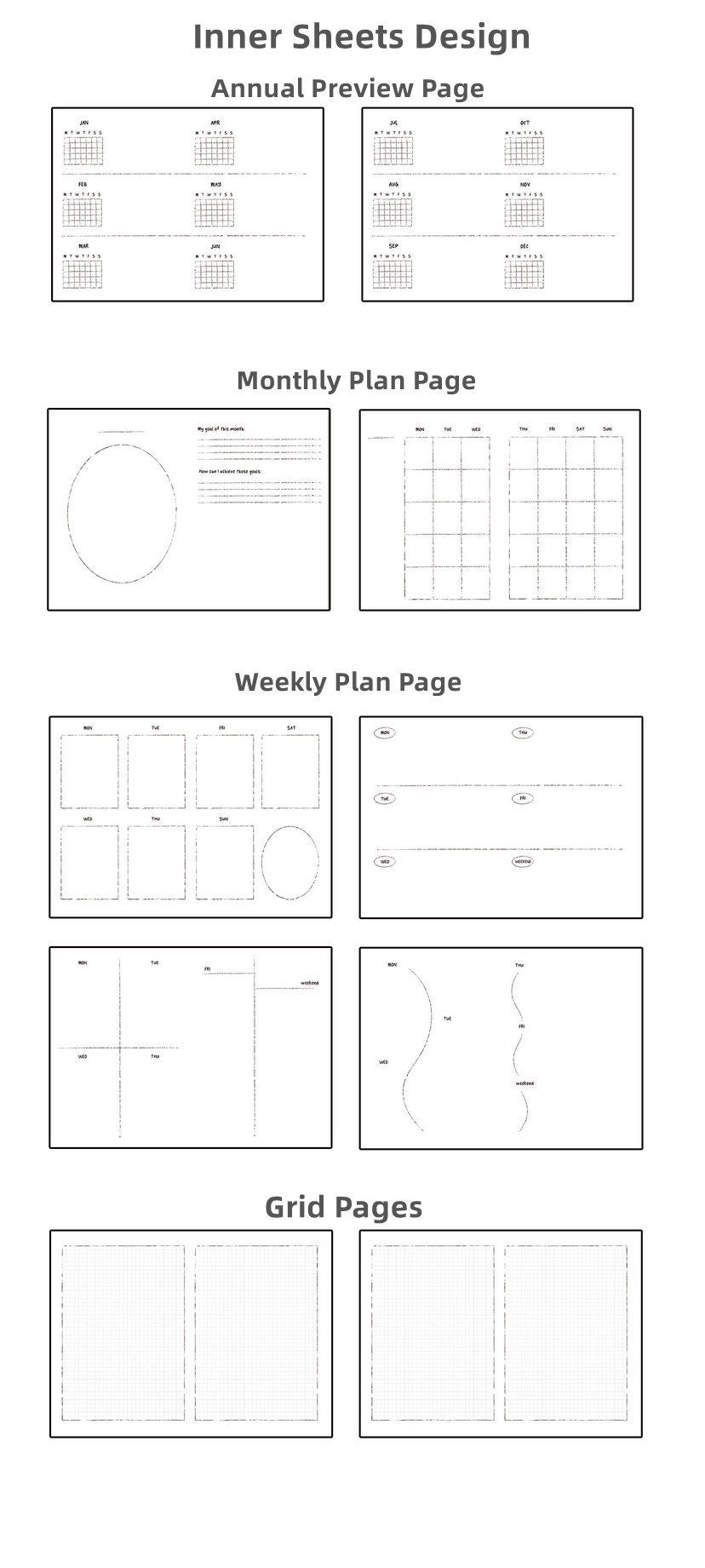 Original Hardcover Junk Journal Literary Year Planner Ins Travelers' Notebook 120g Monthly Plan Blank Grid Page Graduation Gift for Him/Her