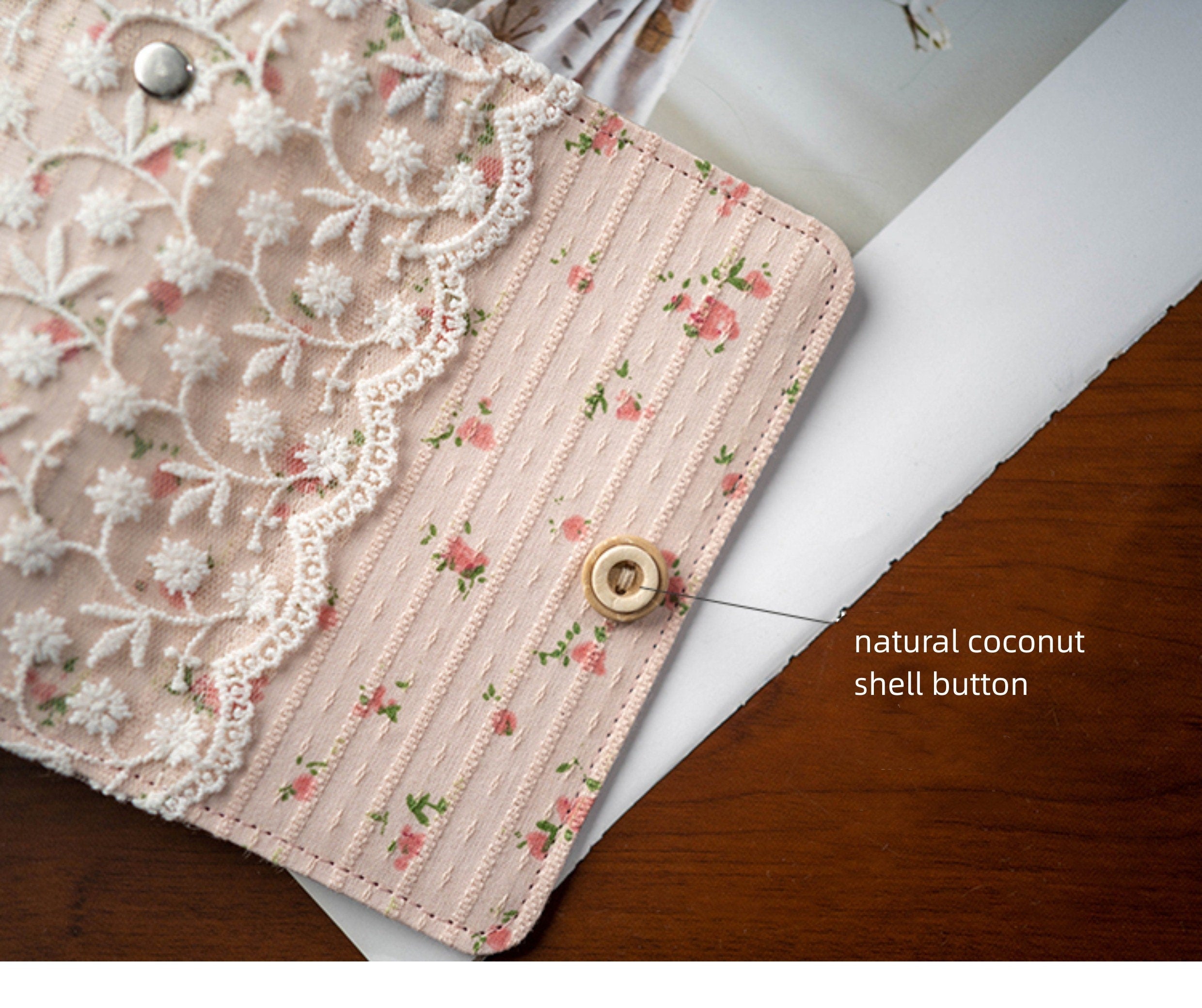 A7 Fabric Lace Journal Cute Reusable Notebook Pink Handmade Notepad Blank Lined Grid Cornell pages Travel Diary Book Gift for her