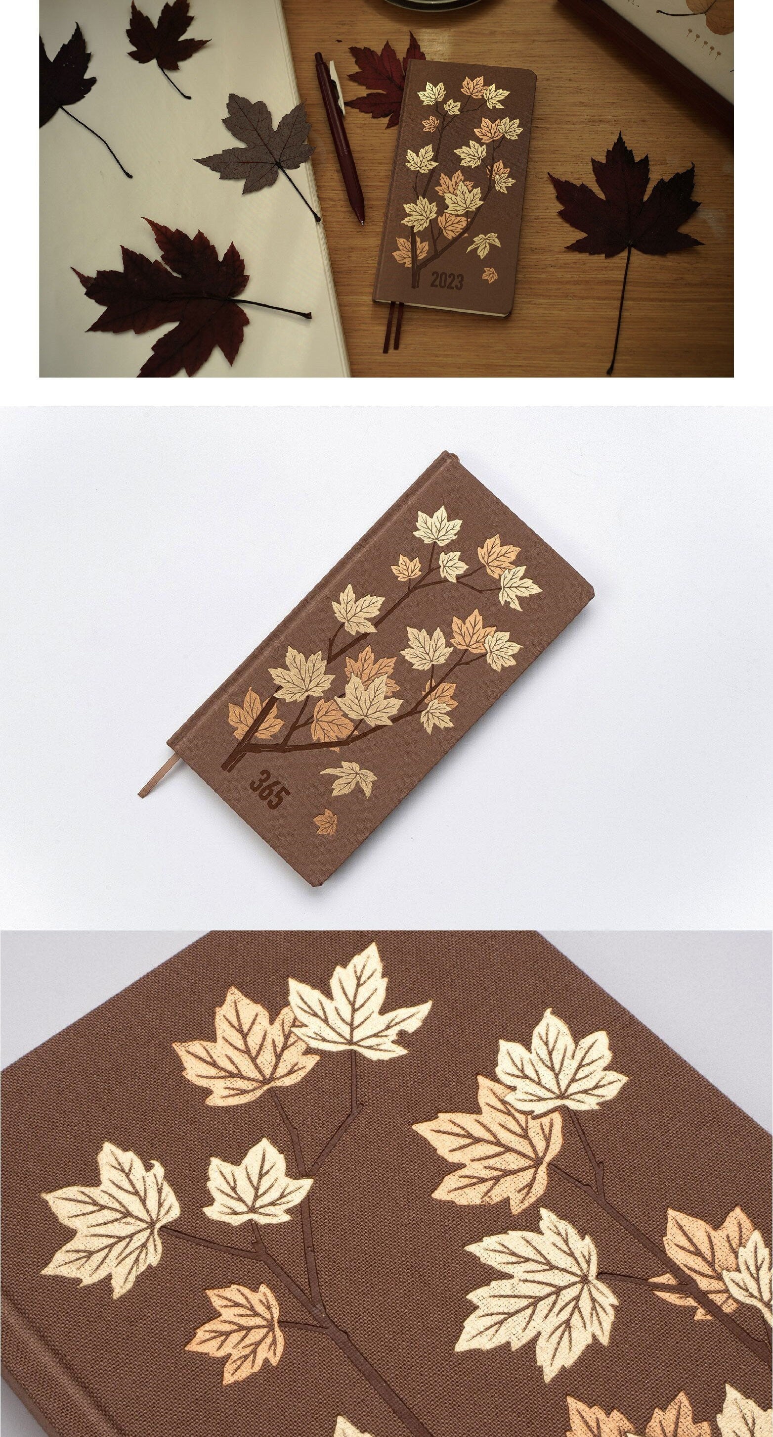 Late Maple Hardcover Journal Cute Floral Self-filling Planner Retro Travel Notebook Portable Floral Book for Scrapbooking Autumn's Gift