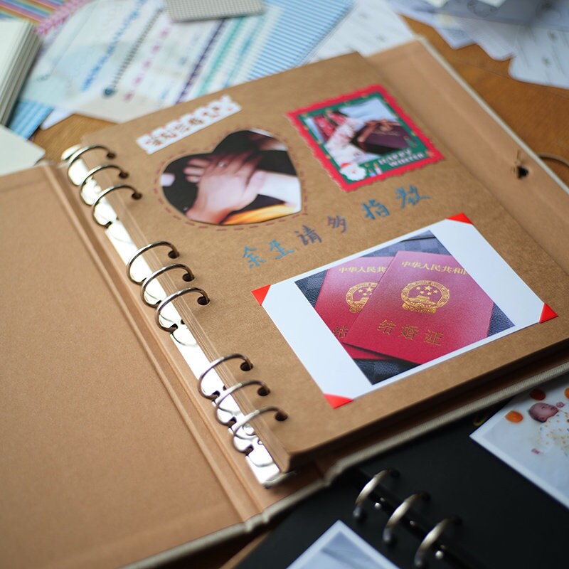 B5 Vintage Loose-leaf Scrapbook Photo Album Personalized Graduation Memory Book Handmade Guest Book Special Gift for Scrapbooking, DIY Arts