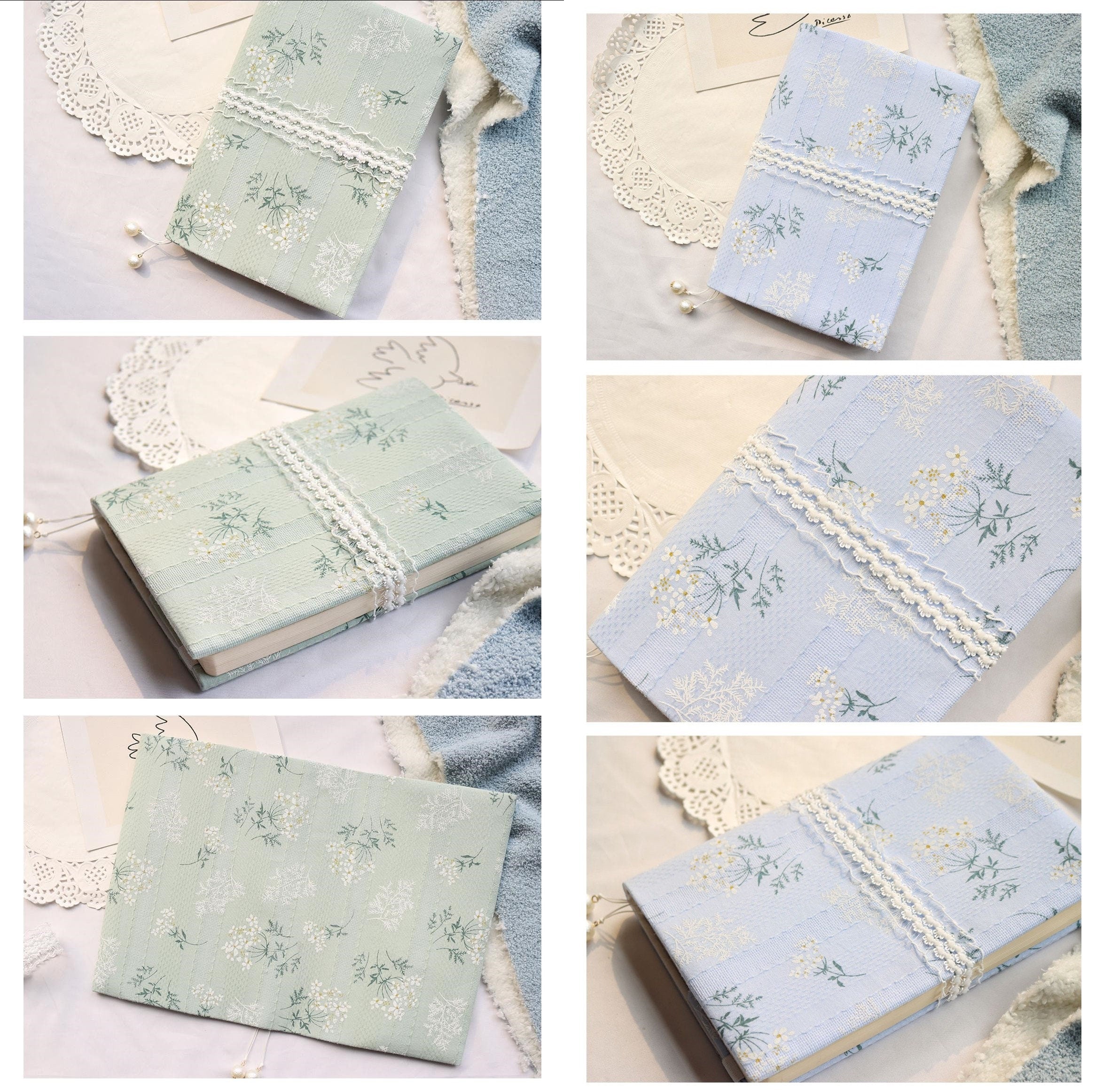 Floral Lace Notebook Journal Cover Handmade Cloth Journal Sleeve Fresh Portable Notepad A5 A6 Yubai Personalized Book Cover Girls' Gift