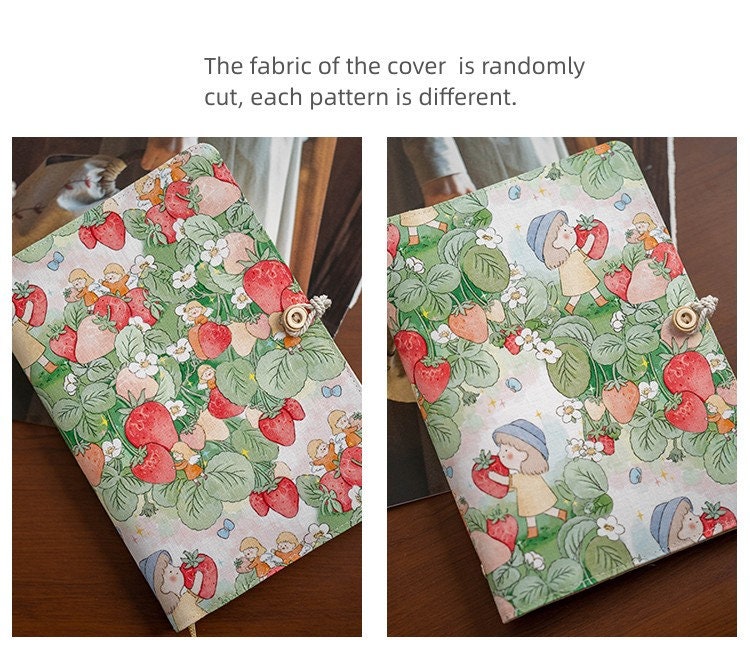 Cute Strawberry Girl Fabric Journal A5 Fresh Notebook A6 Loose-leaf Notepad Replaceable Junk Journal Back to School Supplies Girls' Gift