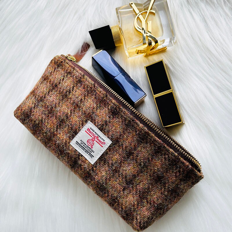 Tweed Triangle Pencil Bag Woolen Zipper Pouch Large Capacity Pen Case Stationery Sundries Storage Bag Make-up Bag Personalized Gift 17 color