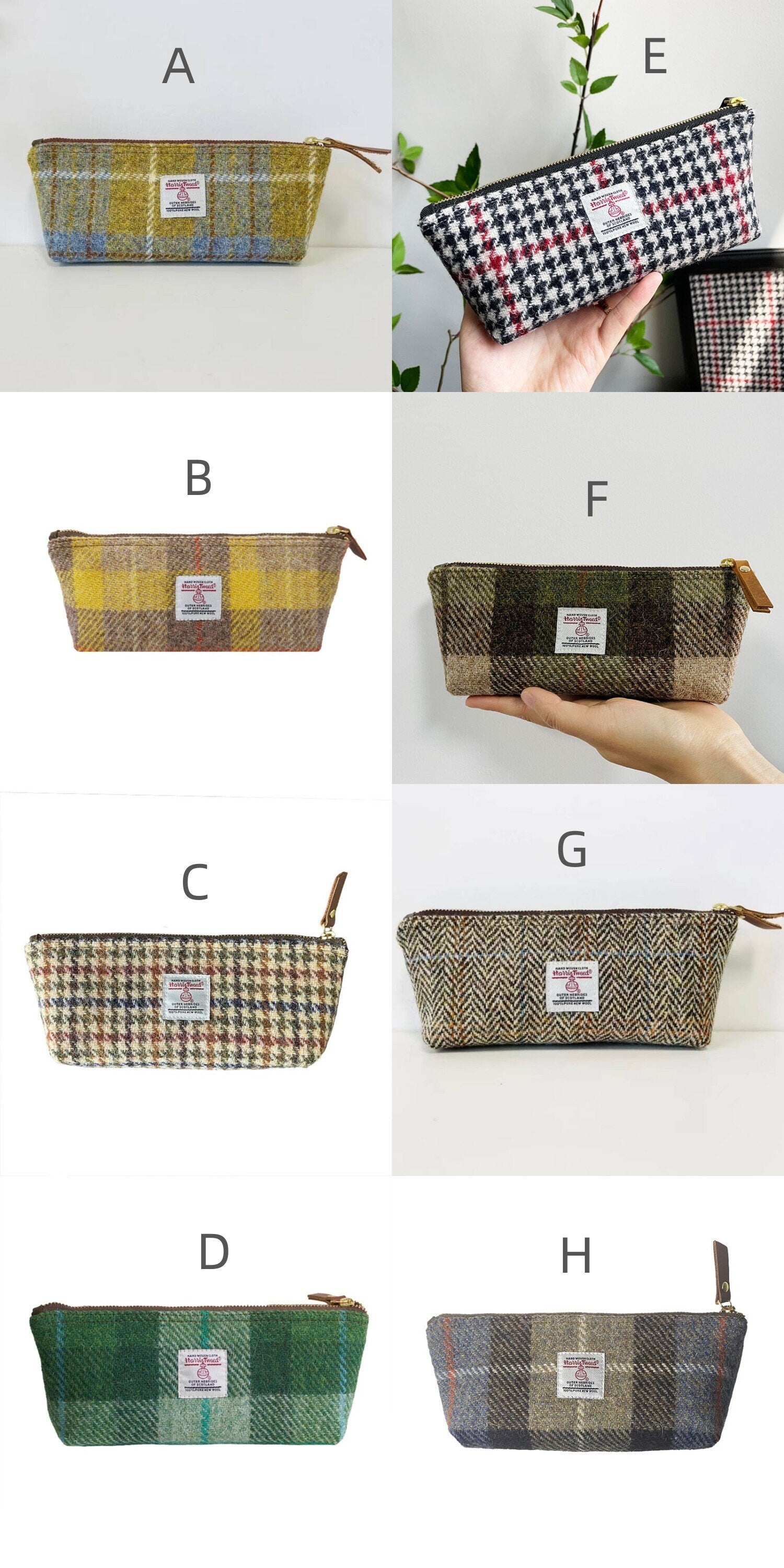 Tweed Triangle Pencil Bag Woolen Zipper Pouch Large Capacity Pen Case Stationery Sundries Storage Bag Make-up Bag Personalized Gift 17 color