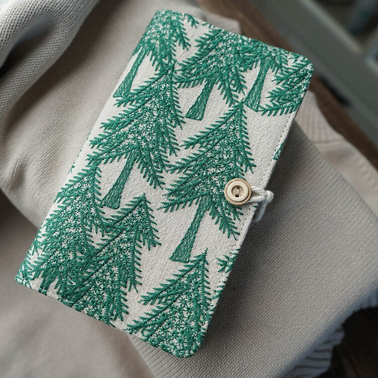 Embroidered Forest TN Notebook Journal Fabric-covered Dairy Book Traveler's Notebook Cute Journal Dotted Notepad Grid Notebook Birthday Gift