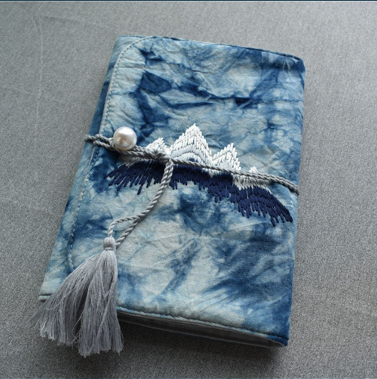 Mountain Embroidery Cotton Notebook Journal Loose-leaf Plant Tie-dye Notebook A5 A6 Book Cover Hobo Blank Lined Grid Notepad Unique Gift
