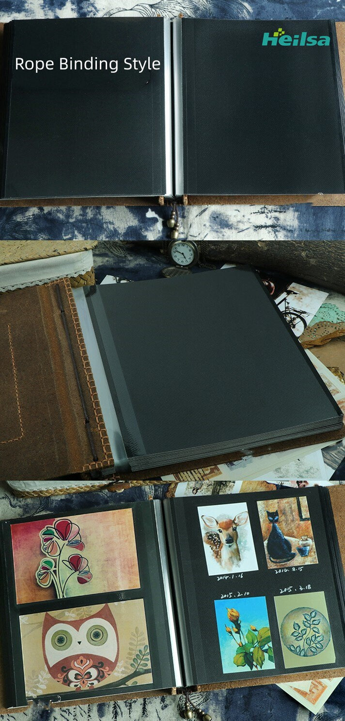 Self-adhesive Cowhide Photo album. Retro Frame Map Lotus leaf Leather Album Instax Mini, 3.5x5, 4x6, 6x8 fotoalbum Loose-leaf Wedding Album