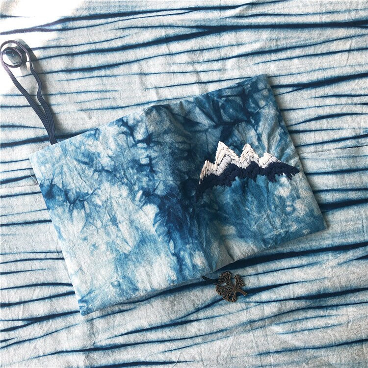 Tie-Dye Handmade Fabric Notebook Cover Mountain Embroidery Journal A5 A6 Replaceable Traveler's Notebook Hobo MD YuBai Notepad Special Gift