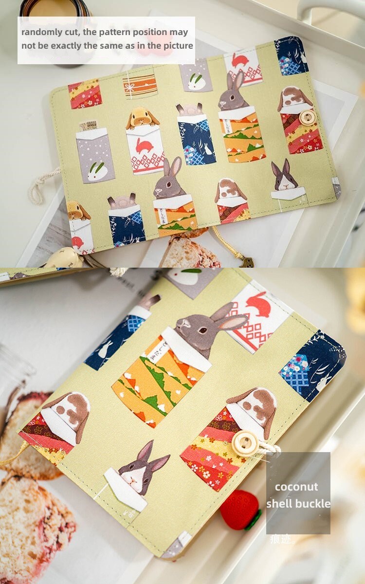 Fresh Rabbit Fabric Notebook Journal Cute Loose-leaf Journal Traveler Notebook Portable Notepad Cloth Planner Diary Book A5 A6 Birthday Gift