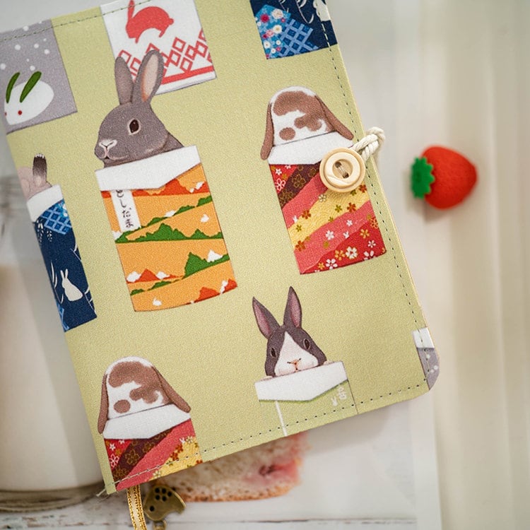 Fresh Rabbit Fabric Notebook Journal Cute Loose-leaf Journal Traveler Notebook Portable Notepad Cloth Planner Diary Book A5 A6 Birthday Gift