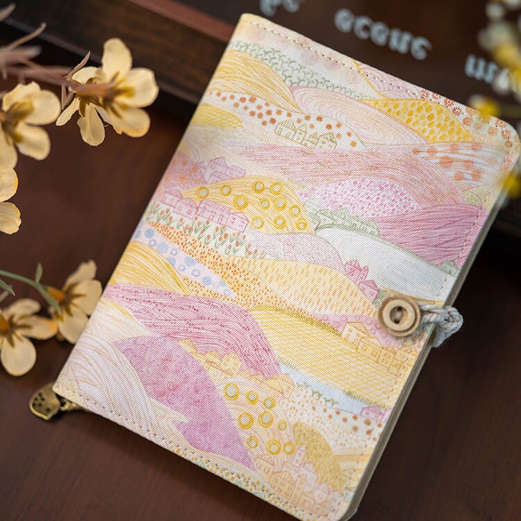 Pink Illustration Fabric Notebook Handmade Loose-leaf Journal A5 A6 Fresh Traveler's Notebook Students' Notepad Cute Junk Journal Girly Gift